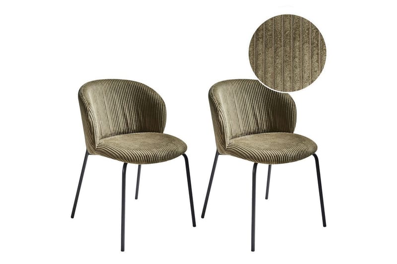 Sæt med 2 spisebordsstole Miles, Grøn, sort