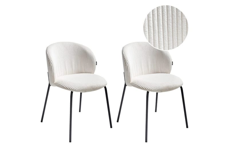 Sæt med 2 spisebordsstole Miles, Hvid, Sort