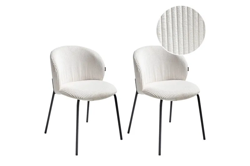 Sæt med 2 spisebordsstole Miles, Hvid, Sort