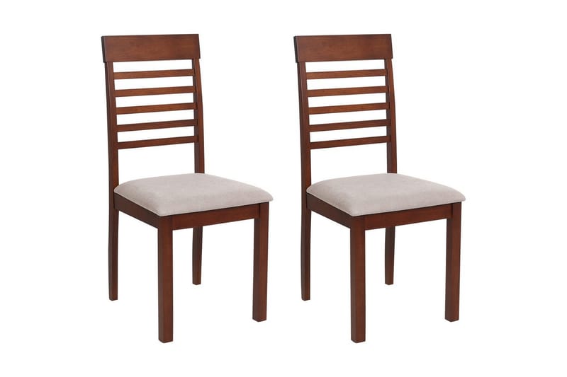 Sæt med 2 spisebordsstole Ortley, Mørkt træ, beige