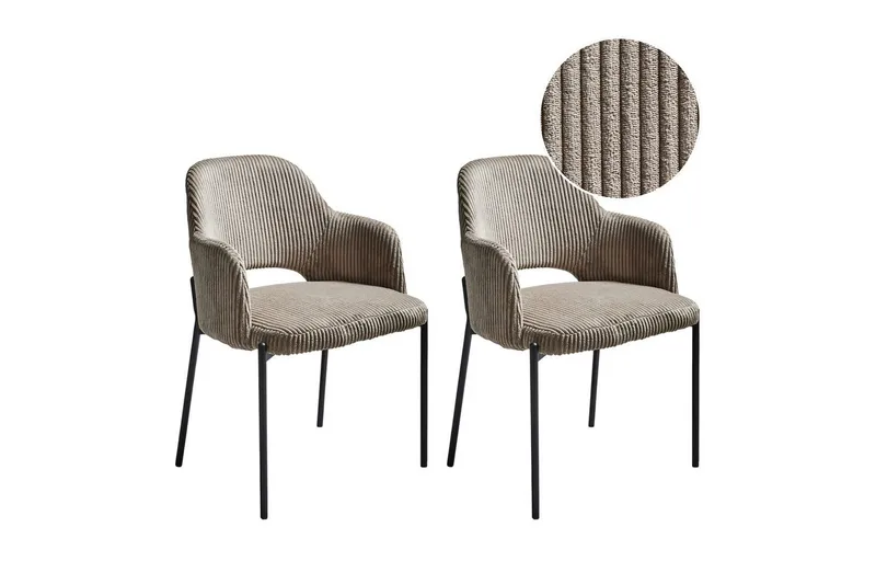 Sæt med 2 spisebordsstole Raton, Beige, sort