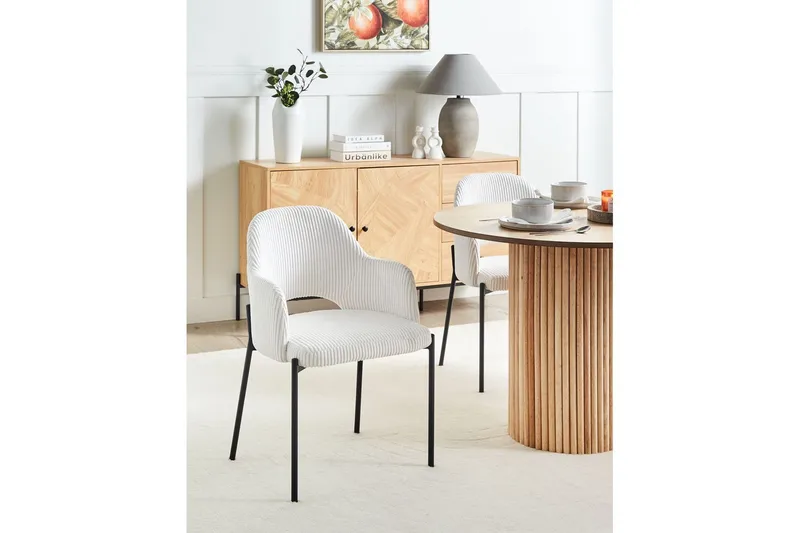 Sæt med 2 spisebordsstole Raton - Hvid, Sort - Møbler - Stole & lænestole - Spisebordsstole & køkkenstole