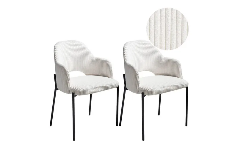 Sæt med 2 spisebordsstole Raton, Hvid, Sort