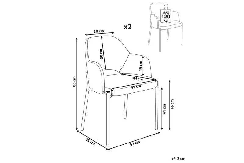 Sæt med 2 spisebordsstole Raton - Hvid, Sort - Møbler - Stole & lænestole - Spisebordsstole & køkkenstole