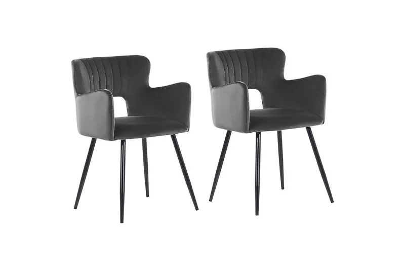 Sæt med 2 spisebordsstole Sanilac - Mørkegrå, sort - Møbler - Stole & lænestole - Spisebordsstole & køkkenstole