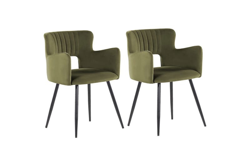 Sæt med 2 spisebordsstole Sanilac, Olivengrøn, Sort
