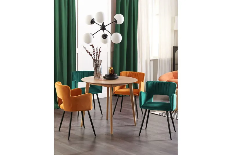 Sæt med 2 spisebordsstole Sanilac - Smaragdgrøn, Sort - Møbler - Stole & lænestole - Spisebordsstole & køkkenstole