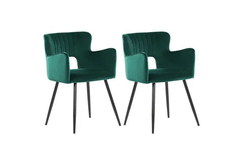 Sæt med 2 spisebordsstole Sanilac, Smaragdgrøn, Sort