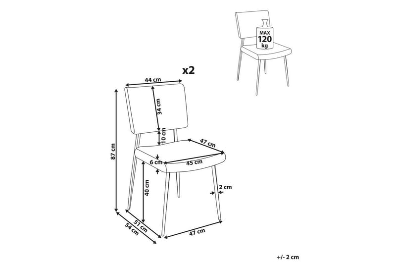 Sæt med 2 spisebordsstole Sturgis - Hvid, Sort - Møbler - Stole & lænestole - Spisebordsstole & køkkenstole
