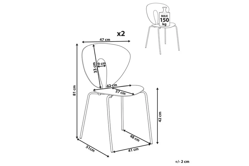 Sæt med 2 spisebordsstole Tracy - Grøn, sølv - Møbler - Stole & lænestole - Spisebordsstole & køkkenstole