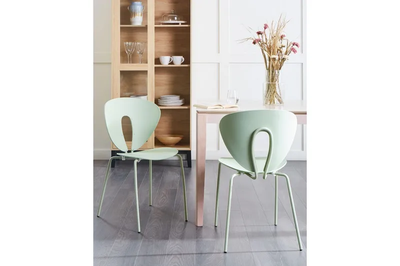 Sæt med 2 spisebordsstole Tracy - Grøn, sølv - Møbler - Stole & lænestole - Spisebordsstole & køkkenstole