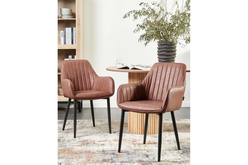 Sæt med 2 spisebordsstole Wellston - Brun, Sort - Møbler - Stole & lænestole - Spisebordsstole & køkkenstole