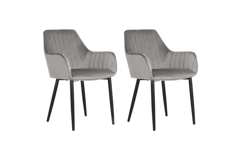 Sæt med 2 spisebordsstole Wellston, Grå, sort