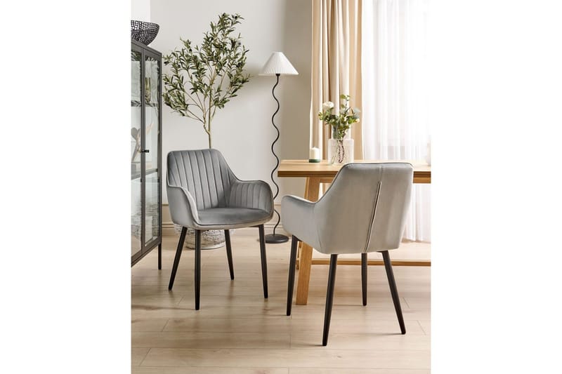 Sæt med 2 spisebordsstole Wellston - Grå, sort - Møbler - Stole & lænestole - Spisebordsstole & køkkenstole