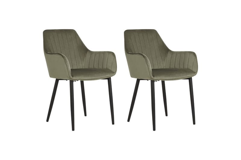 Sæt med 2 spisebordsstole Wellston, Grøn, Sort, Grøn, sort
