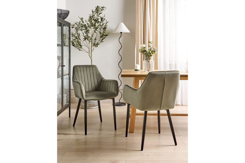 Sæt med 2 spisebordsstole Wellston - Grøn, Sort, Grøn, sort - Møbler - Stole & lænestole - Spisebordsstole & køkkenstole