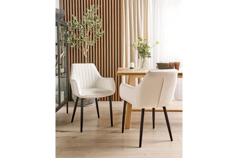 Sæt med 2 spisebordsstole Wellston - Hvid, Sort - Møbler - Stole & lænestole - Spisebordsstole & køkkenstole
