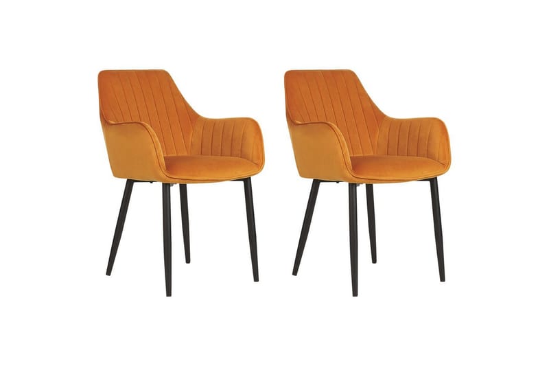 Sæt med 2 spisebordsstole Wellston - Orange, sort - Møbler - Stole & lænestole - Spisebordsstole & køkkenstole