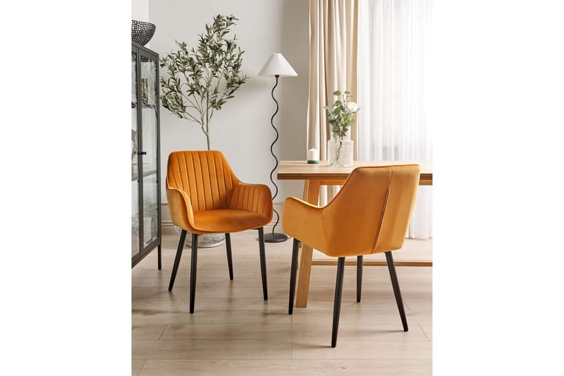 Sæt med 2 spisebordsstole Wellston - Orange, sort - Møbler - Stole & lænestole - Spisebordsstole & køkkenstole