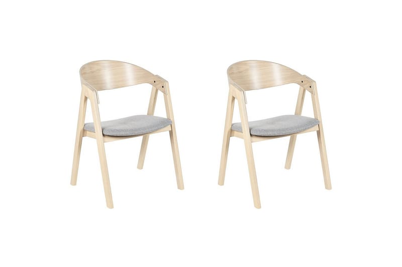 Sæt med 2 spisebordsstole Yuba, Grå, lyst træ