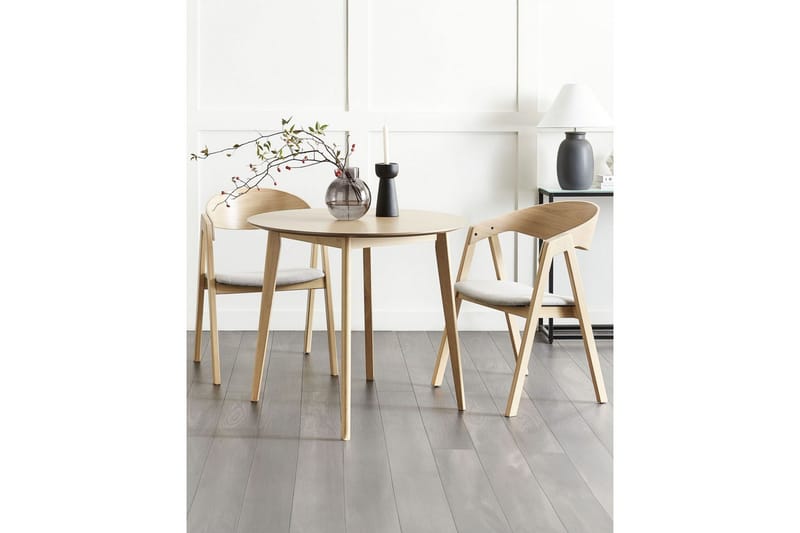 Sæt med 2 spisebordsstole Yuba - Grå, lyst træ - Møbler - Stole & lænestole - Spisebordsstole & køkkenstole
