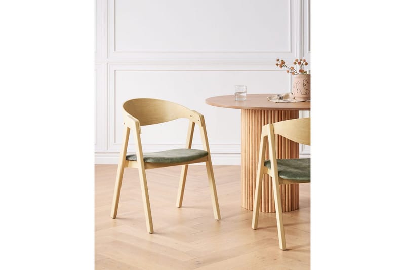 Sæt med 2 spisebordsstole Yuba - Lyst træ, grøn - Møbler - Stole & lænestole - Spisebordsstole & køkkenstole