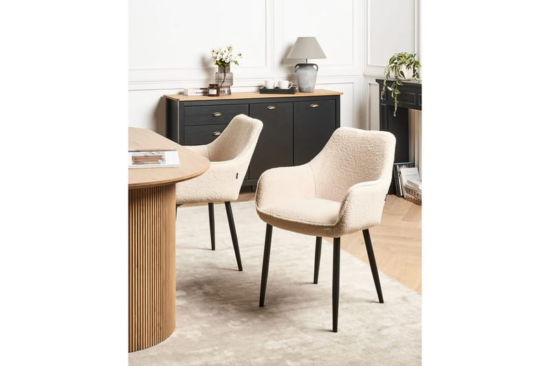 Sæt med 2 spisestole Alden - Beige, sort - Møbler - Stole & lænestole - Spisebordsstole & køkkenstole