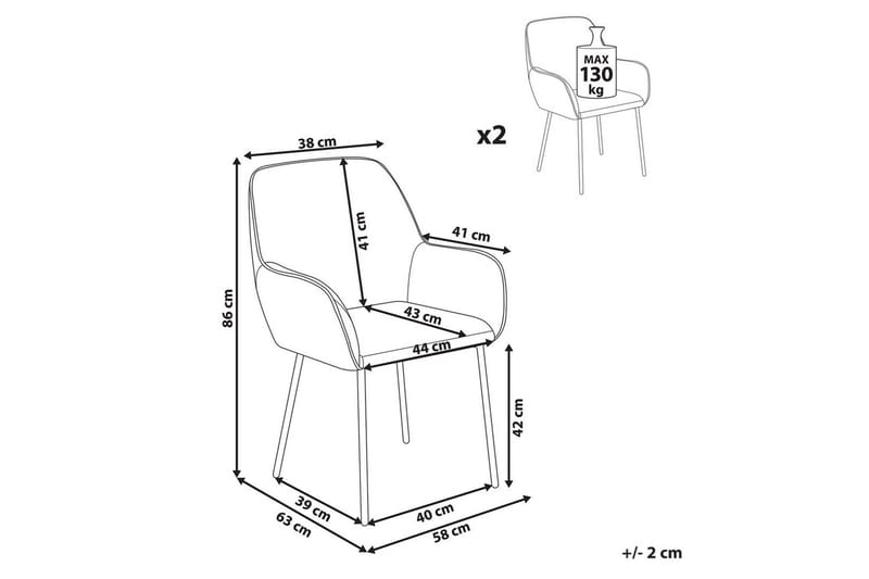 Sæt med 2 spisestole Alden - Hvid, Sort - Møbler - Stole & lænestole - Spisebordsstole & køkkenstole