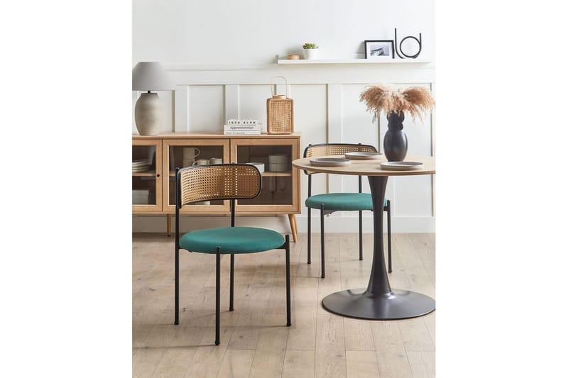 Sæt med 2 spisestole Andover - Sort, lyst træ, grøn, Sort, lyst træ, grønt - Møbler - Stole & lænestole - Spisebordsstole & køkkenstole
