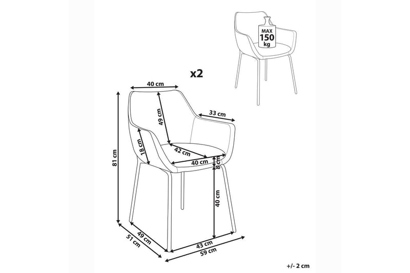 Sæt med 2 spisestole Bowdon - Møbler - Stole & lænestole - Spisebordsstole & køkkenstole