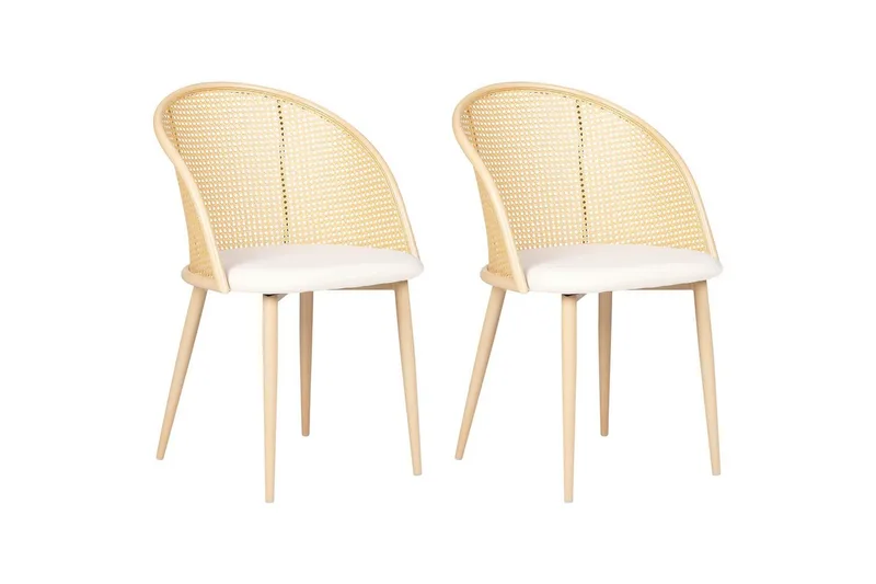 Sæt med 2 spisestole Cornell, Lyst træ, beige