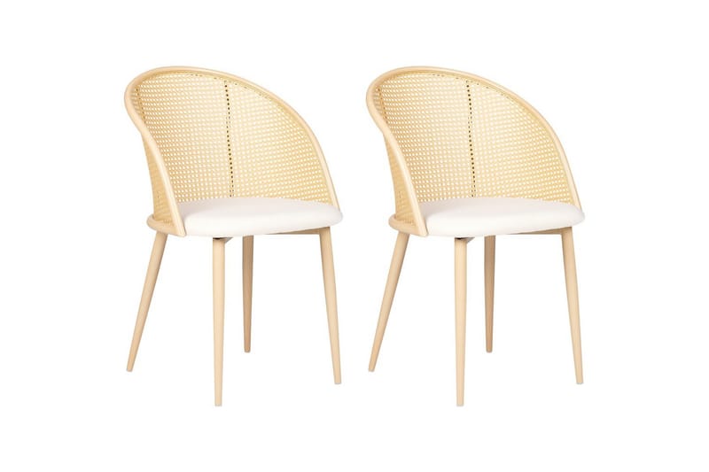 Sæt med 2 spisestole Cornell, Lyst træ, beige