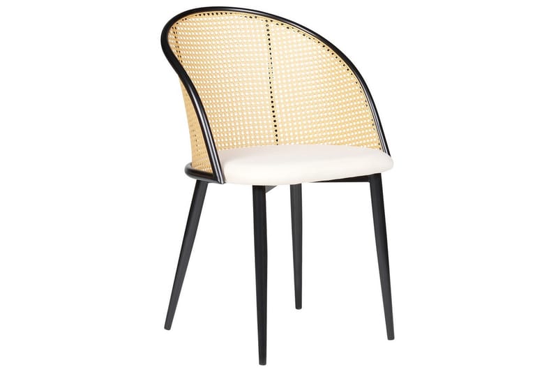 Sæt med 2 spisestole Cornell - Sort, beige, lyst træ - Møbler - Stole & lænestole - Spisebordsstole & køkkenstole