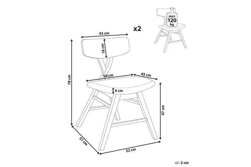 Sæt med 2 spisestole Leland - Brun, grå - Møbler - Stole & lænestole - Spisebordsstole & køkkenstole