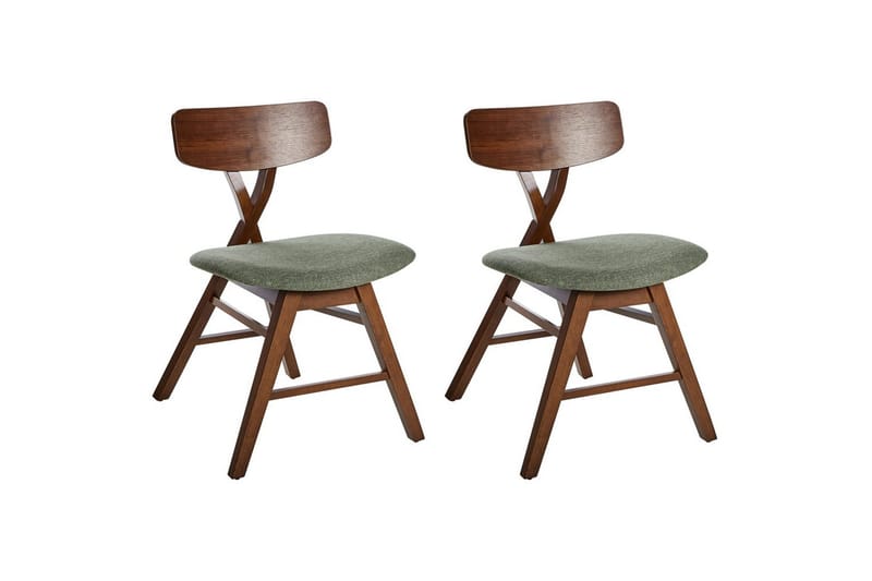 Sæt med 2 spisestole Leland, Brun, Grøn