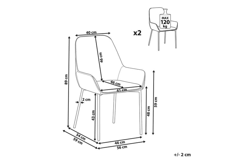 Sæt med 2 spisestole Loverna - Beige, guld/Fløjl, Beige, Guld/Fløjl - Møbler - Stole & lænestole - Spisebordsstole & køkkenstole
