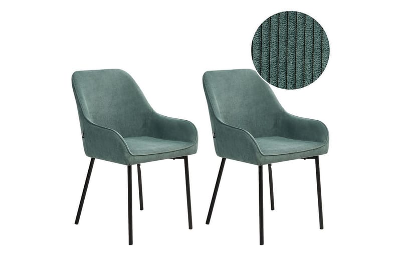 Sæt med 2 spisestole Loverna, Grøn, Sort/Manchesterstof, Grøn, sort/møbelvelour