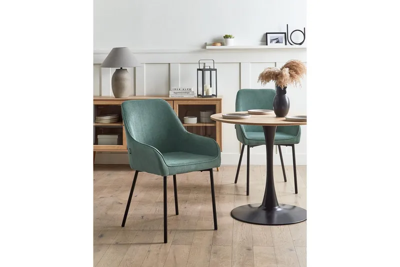 Sæt med 2 spisestole Loverna - Grøn, Sort/Manchesterstof, Grøn, sort/møbelvelour - Møbler - Stole & lænestole - Spisebordsstole & køkkenstole
