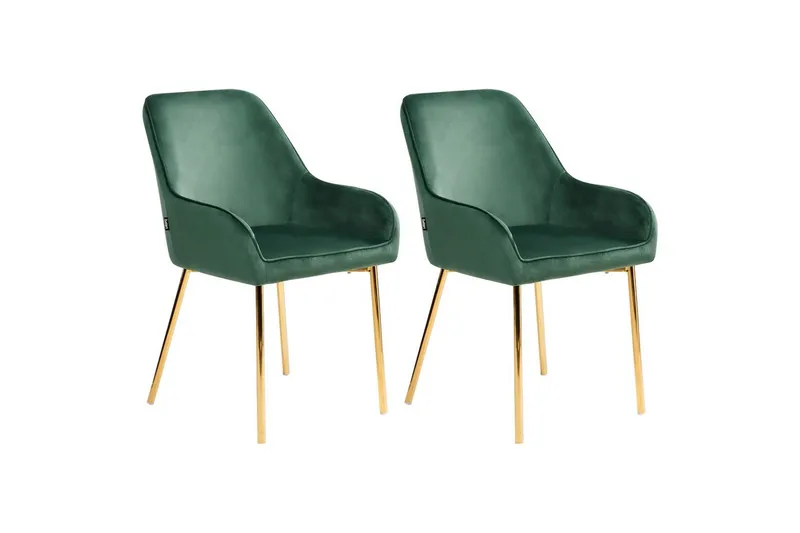 Sæt med 2 spisestole Loverna - Grønt, guld/Fløjl, Grøn, guld/fløjl - Møbler - Stole & lænestole - Spisebordsstole & køkkenstole