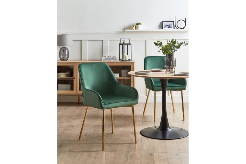 Sæt med 2 spisestole Loverna - Grønt, guld/Fløjl, Grøn, guld/fløjl - Møbler - Stole & lænestole - Spisebordsstole & køkkenstole