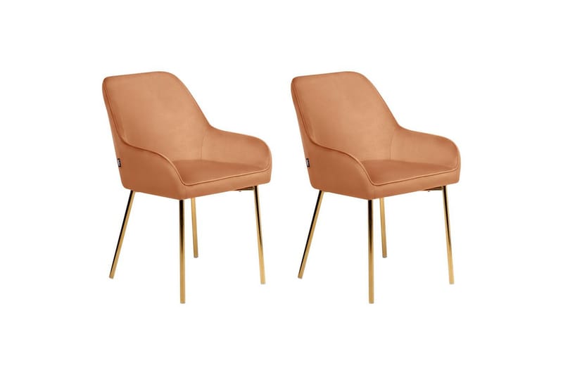 Sæt med 2 spisestole Loverna - Orange, guld/Fløjl, Orange, guld/fløjl - Møbler - Stole & lænestole - Spisebordsstole & køkkenstole