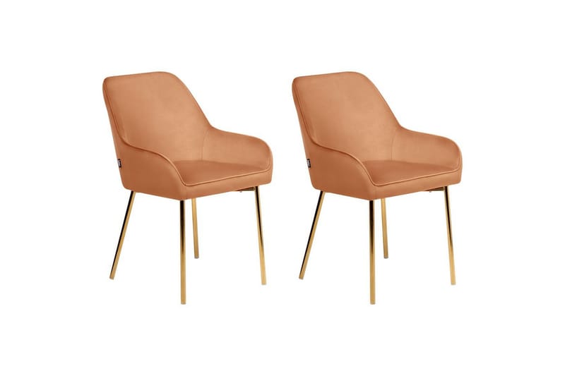Sæt med 2 spisestole Loverna - Orange, guld/Fløjl, Orange, guld/fløjl - Møbler - Stole & lænestole - Spisebordsstole & køkkenstole