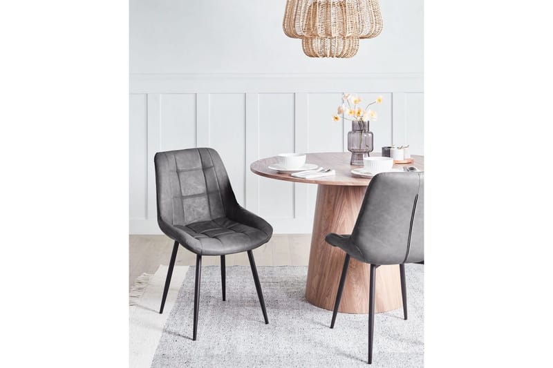 Sæt med 2 spisestole Melrose - Grå, sort - Møbler - Stole & lænestole - Spisebordsstole & køkkenstole