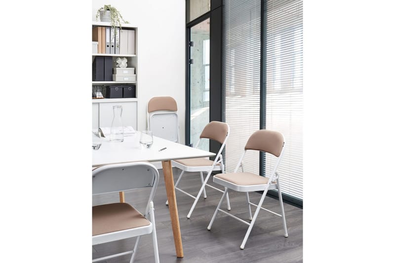 Sæt med 4 klapstole Sparks - Beige, hvid - Møbler - Stole & lænestole - Klapstole & stabelstole