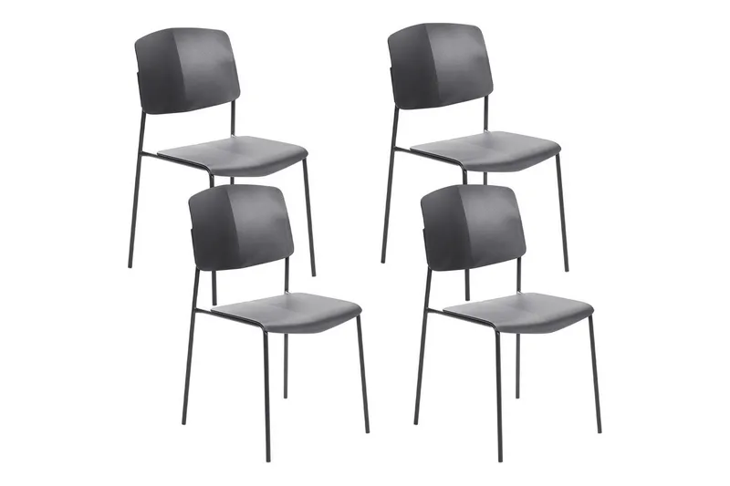 Sæt med 4 spiseborde Astoria, Sort