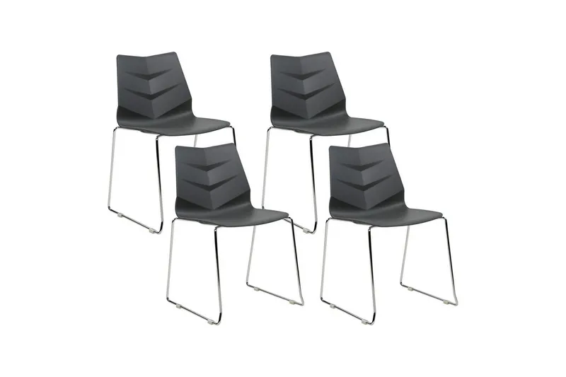 Sæt med 4 spiseborde Hartley, Mørkegrå, sølv