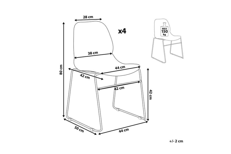 Sæt med 4 spiseborde Panora - Grå - Møbler - Stole & lænestole - Spisebordsstole & køkkenstole