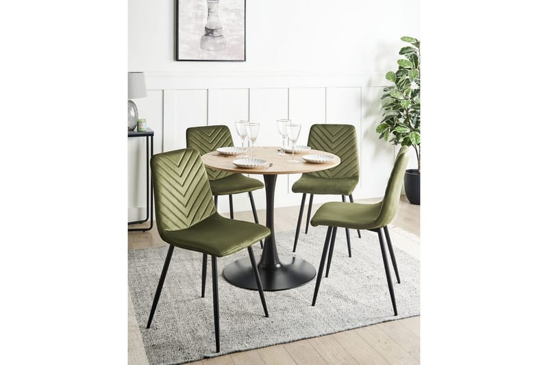 Sæt med 4 spisestole Havre - Grøn, Sort, Grøn, sort - Møbler - Stole & lænestole - Spisebordsstole & køkkenstole