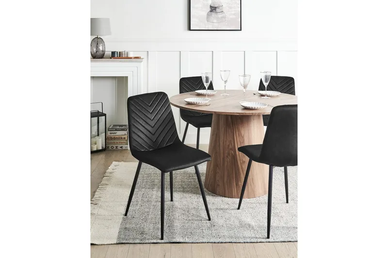 Sæt med 4 spisestole Havre - Sort - Møbler - Stole & lænestole - Spisebordsstole & køkkenstole