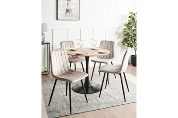 Sæt med 4 spisestole Kalispell - Beige, sort - Møbler - Stole & lænestole - Spisebordsstole & køkkenstole